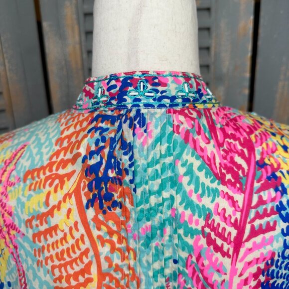 Lilly Pulitzer Sarasota Beaded Tunic Top Electric Feel Cameo Sz S - Picture 13 of 16